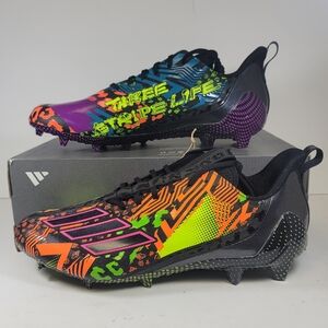 New Adidas Adizero 12.0 Mismatch Football Cleats Black/Multi IG9569 Mens Size 14